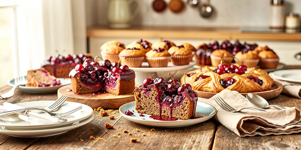 dessert avec cerises congelées
