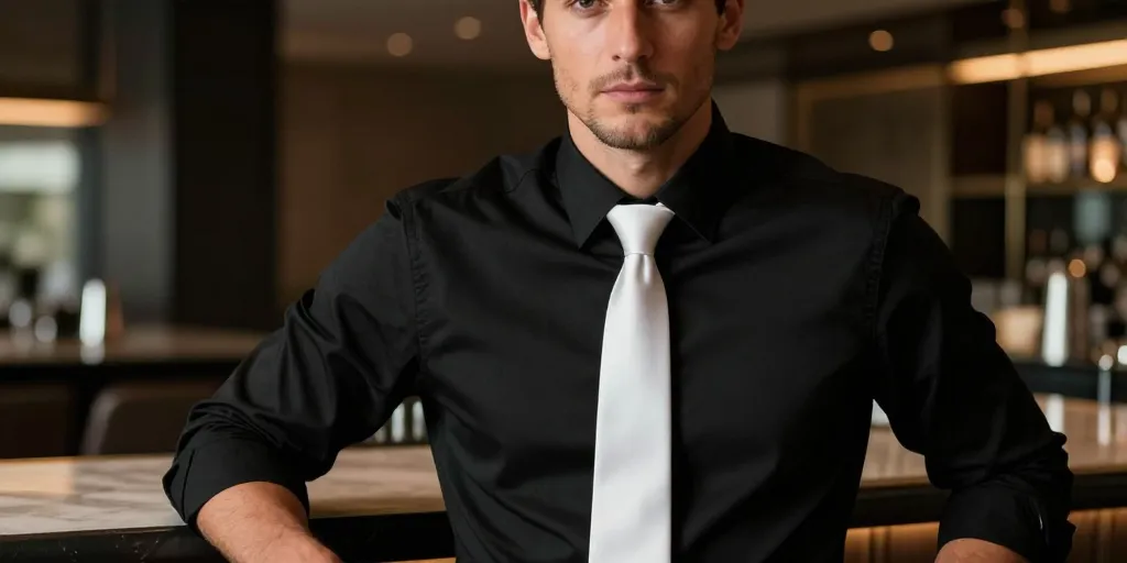 chemise noire cravate blanche